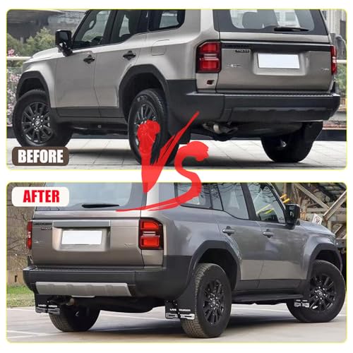 Image of 4pcs Mud Flaps Suitable for 2024 2025 Toyot-@ Land Cruiser 250 1958 Prado Lc250 J250 Splash Guards Cover Soft Rubber+Metal Frame Wing OEM Fender Custom Fit Mud Flaps for LC250 Black with Logo