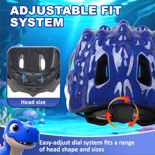 Toddler Kids Bike Helmet,3D Dinosaur Helmets for Boys Girls Infant/Baby to Children 1/2/3/4/5/6/7/8 Years Old Lightweight Adjustable Multi-Sports Bicycle Scooter Skateboard Skating Cycling by Bavilk - Image 4