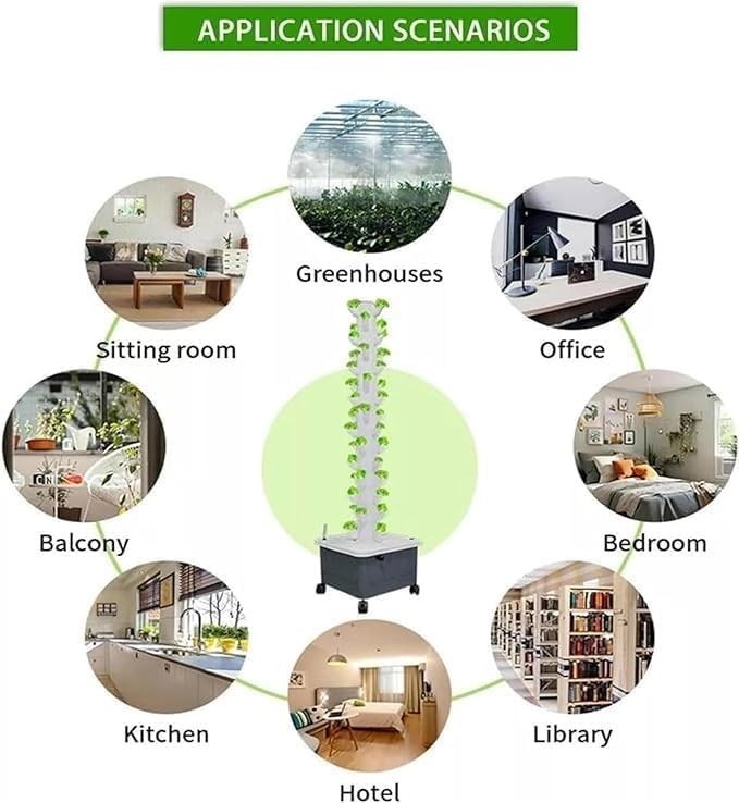 Kit De Torre Hidropónica, Sistema Cultivo Vertical con 15 Niveles Y 45 Orificios, Ideal para Jardinería Doméstica Uso En La Cocina, Acuaponía Plantas Interior