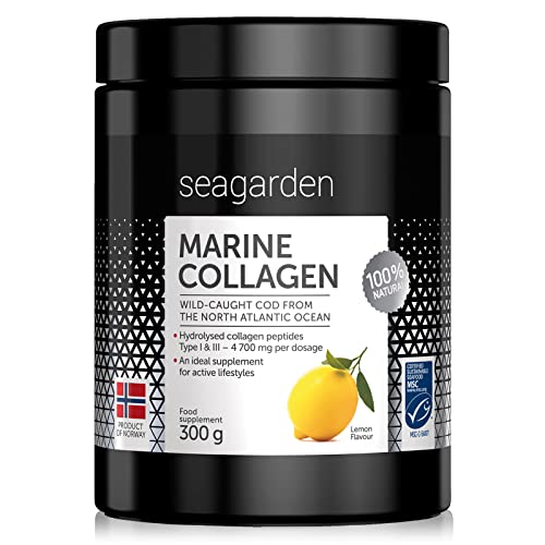 Seagarden Collagene Marino I dal merluzzo artico norvegese selvatico I Collagene Idrolizzato Puro Integratore per Capelli, Pelle, Ossa e Articolazioni| Collagene in Polvere I Gusto di limone I 300 g