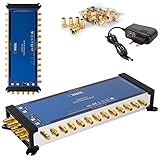 [ 2xTest SEHR GUT *] Anadol Gold Line Multischalter 5/24 für Satellit - Multiswitch für 1 Satelliten und 24 Ausgänge/Receiver - Sat-Verteiler EXT. Netzteil - Multischalter Satanlage mit 29 F-Stecker