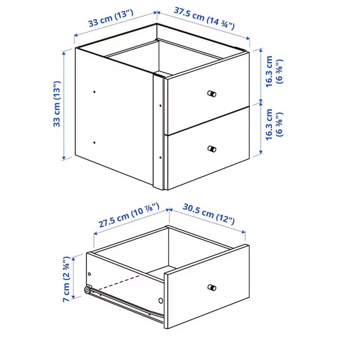 Ikea KALLAX Insert with 2 Drawers, Black-Brown, 33x33 cm (13x13) 1