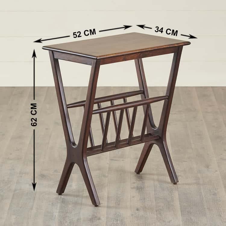 Image of Lebanon END Table for Living Room and Bedroom | Premium Design Rectangular Side Table for Home & Kitchen| Brown Finish, Mango Wood | Ideal for Home Decor