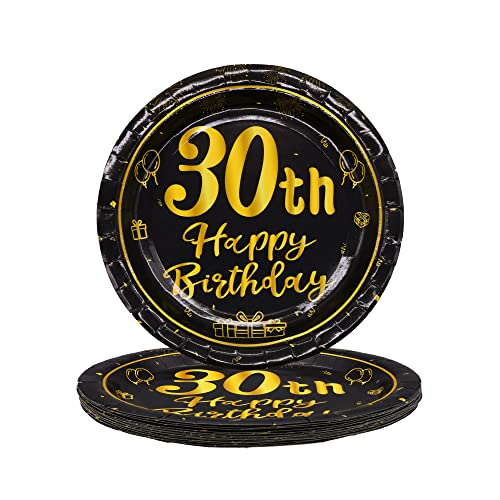 TOPWAYS 30 Anni Compleanno Piatti Carta, 24 Pezzi