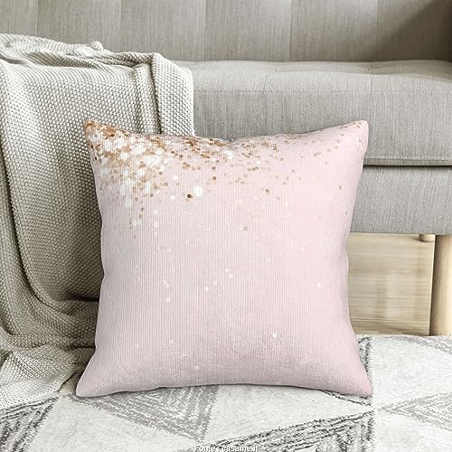 Housse de coussin velours côtelé rose doré carré pour déco salon - 8