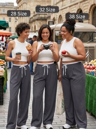 Image of Leriya Fashion Women High Waist Wide Leg Trousers | Summer Stretch Poly Lycra Palazzo Pants | Casual, Office & College Outfits | Flared Korean Style | Available in Sizes 28 to 38