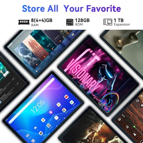 HotLight Tablet 10 Zoll, Android 13 Go Tablet PC, 8GB RAM 128GB ROM(1TB TF), Octa-Core Processori, Bluetooth5.0, 5MP + 8MP Dual-Kamera, Batteria 5000mAh, 1280x800 FHD, WiFi 6, Widevine L1 (Grau) â Bild 4