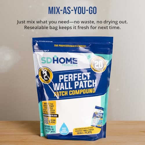Drywall Repair Compound by SD Home, Fast-Drying Spackle Filler for Holes, Cracks & Wall Damage, Mix-As-Needed Dry Compound Putty, 2 lb. Resealable Bag, Perfect Drywall Hole Patch Solution - Image 5