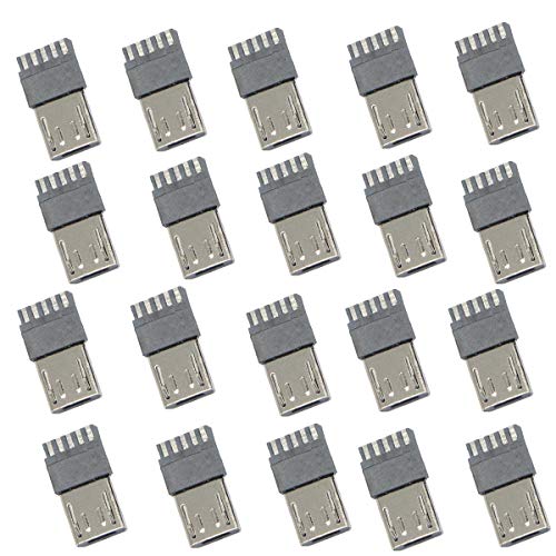 20 conectores Micro USB macho 5 pines para reparación miniatura 1