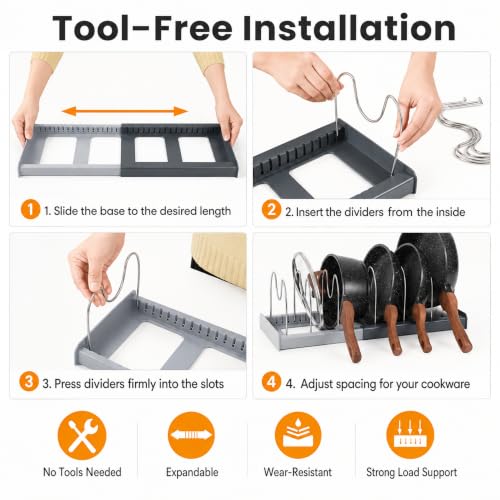 Image of Birch & Co. Expandable Dish Rack Organizer for Kitchen Counter - Adjustable Plate & Bowl Drying Rack - Rust-Resistant Metal Dish Drainer with Cutlery Holder - Space Saving Kitchen Storage Shelf