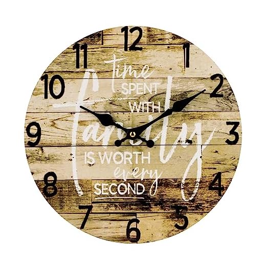 Cherish Every Moment Retro Vintage Farmhouse Wall Clock - ‘Time Spent with Family is Worth Every Second’ - Silent, Non-Ticking, Ideal for Living Room Kitchen & Family Room