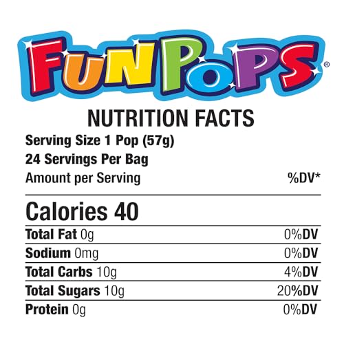 Image of FunPops Frozen Ice Pops, 24-Fruit Flavored Freeze Pops, Frozen Summer Snack For All Ages, Low Calorie