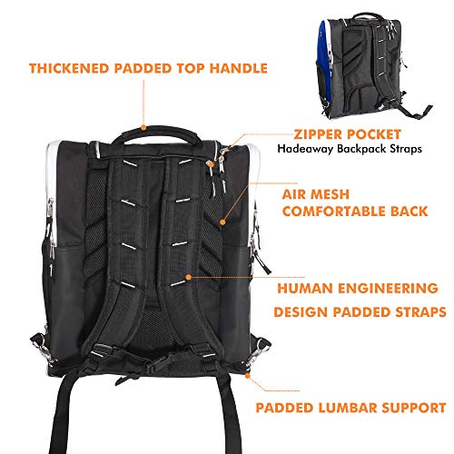 CREPRO Ski Boot Bag - Skiing and Snowboarding Travel Backpack for Storing Boots, Jacket, Helmet, Goggles, Gloves & Accessories | Venting and Grommets for Snow Drainage - for Men, Women (Blue) - Thumbnail 3