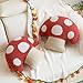 Longhui bedding Mushroom Throw Pillow with Polka Dots, Red & Khaki Decorative Cushion for Sofa Bed Chair, Soft Polyester Plush Pillow Include Inserts - 18x20 Inches Kawaii Home Decor​
