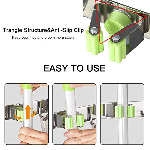 image for Pasking Broom Mop Holder Wall Mounted Screw or Self Adhensive Stick-on