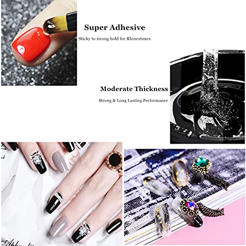 Libiuty 2Pcs 8Ml Nail Art Rhinestone Glue Gel Rhinestone Adhesive With Tweezer For Gem Stones + Dual-Ended Dotting Brush Pen +3Pcs Nail Art Brush Set #TOP2