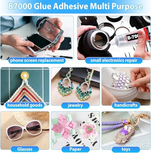 Image of B7000 Multipurpose Adhesive Glue | Jewelry, Beads, Clothes, Shoes, Fabrics,Screen Repair, Metal, Stone, Glass, Mobile Phones,Artificial Crystal Crafts (50ML, 1.68fl oz (Pack of 1))