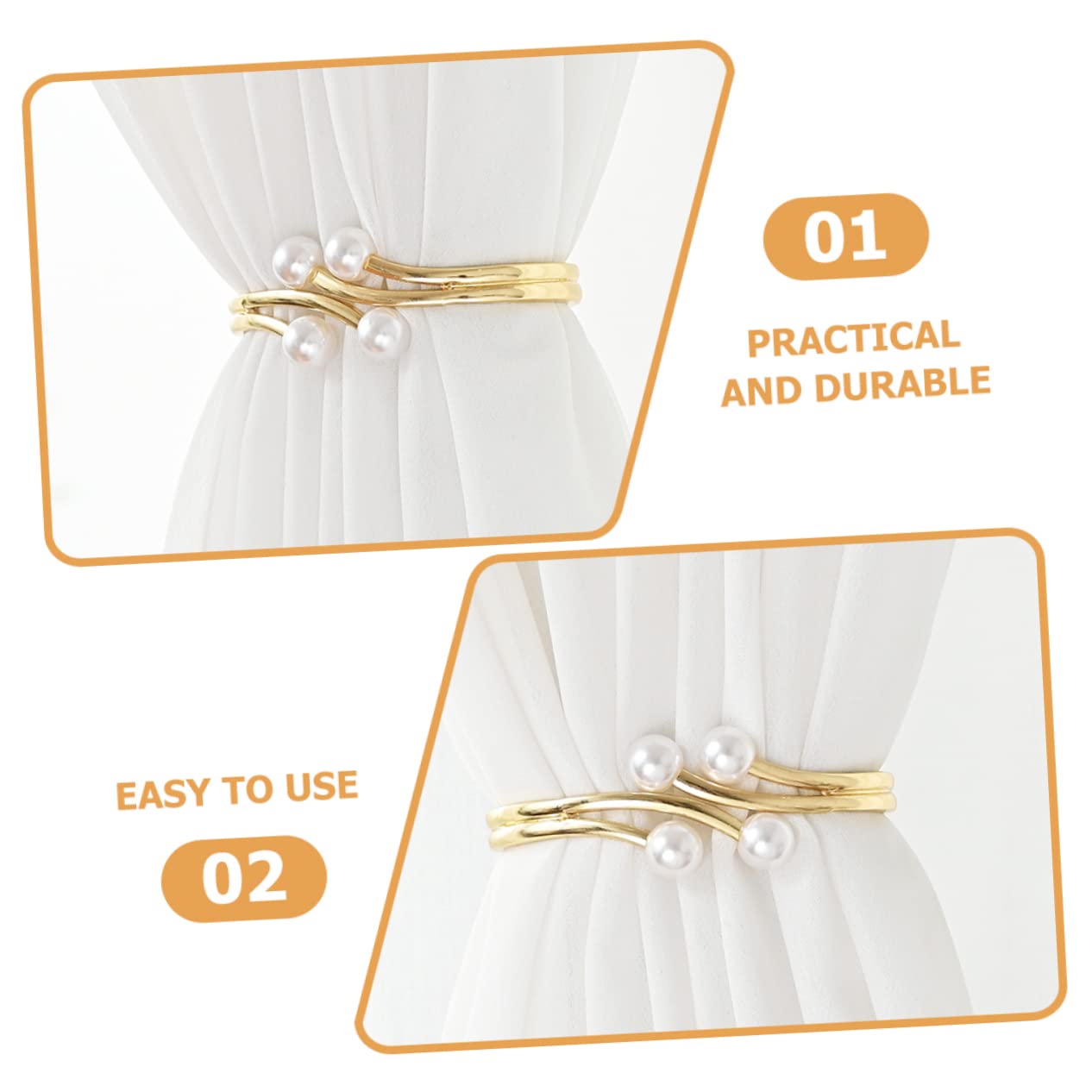 Cabilock 8 Pcs Rideau Anneau Perle Retenue Boucles Délicates Boucles De Rideau Embrasses De e pour ES pour Maison Fenêtre Embrasse Décor Alliage Doré