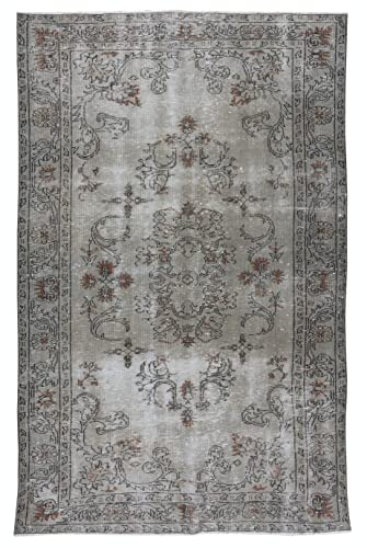 6X9.5 Ft Handmade Vintage Turkish Area Rug Over-Dyed In Gray 4 Modern Interiors #TOP7