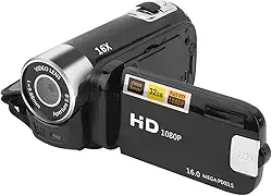 Câmera de Vídeo Com Zoom Digital 16X, Tela LCD de 2,7 Polegadas Gravador de Câmera Digital de 16MP Câmera de Vlogging de 32 GB, Filmadora Handycam para Gravação de Vídeo HD para Ad
