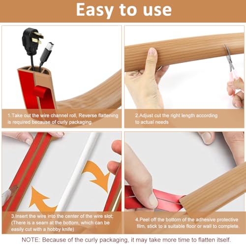 Image of HASTHIP 6.6FT Floor Cord Cover Self Adhesive Cord Hider Floor Cable Management Electric Cord Covers Cuttable Cord Protector Sleeve PVC Rubber Cable Protector Power Cable Protector