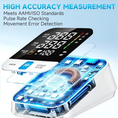 Image of Blood Pressure Monitor Upper Arm Automatic Digital BP Monitor with Large LED Backlit Display, Adjustable Wide Cuff 8.6 inch-15.6 inch,Dual User, Home Blood Pressure Machine with Storage Bag