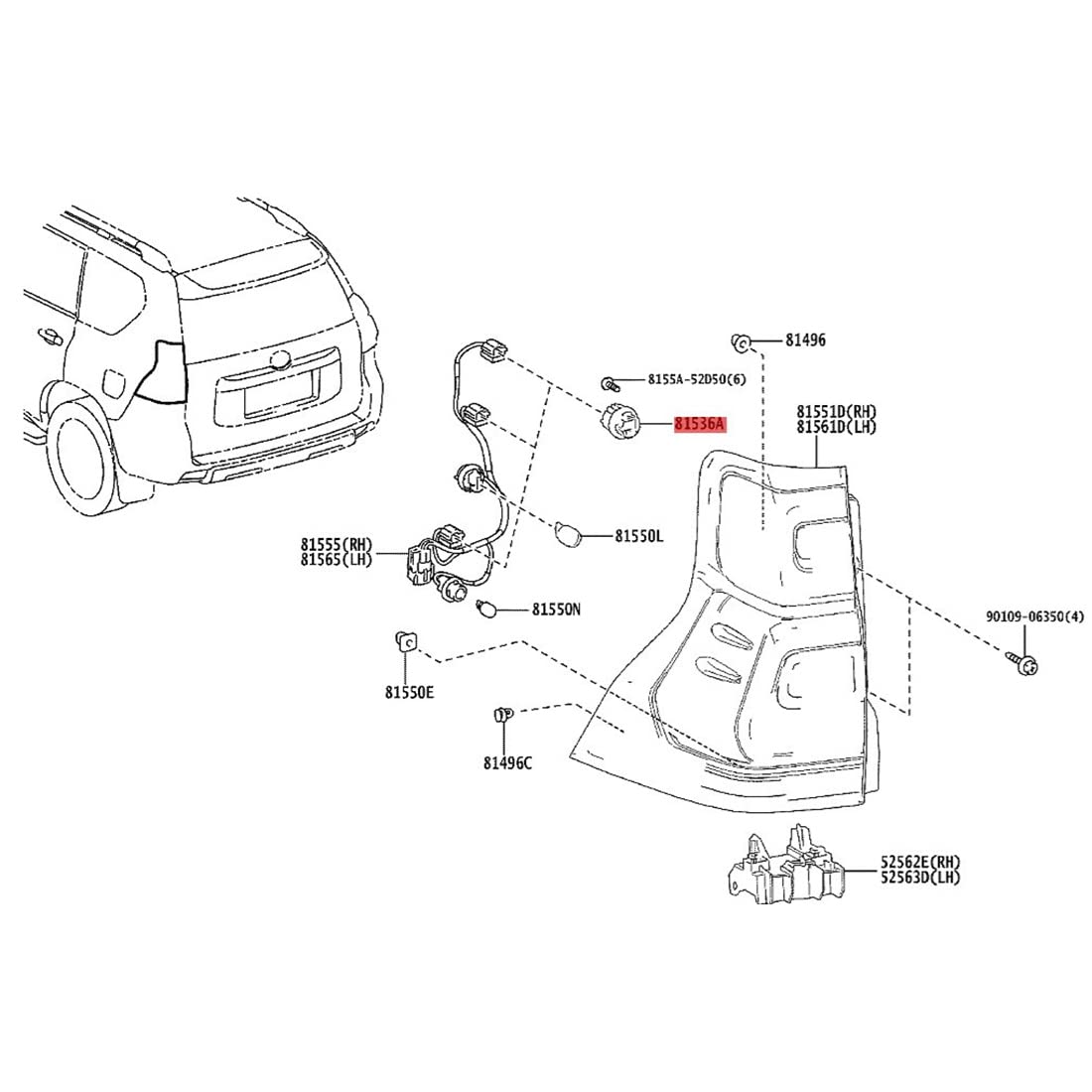 Amazon | 81536-60C30 車 LED テールライト モジュール Uint