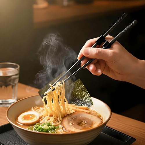 10 Pairs Reusable Chopstick Helper, Trainers Chopsticks for Beginners, Adult Straining Chopstick Hinges Connector, Non-Slip Chopsticks Trainer Learner(Black) - Image 6