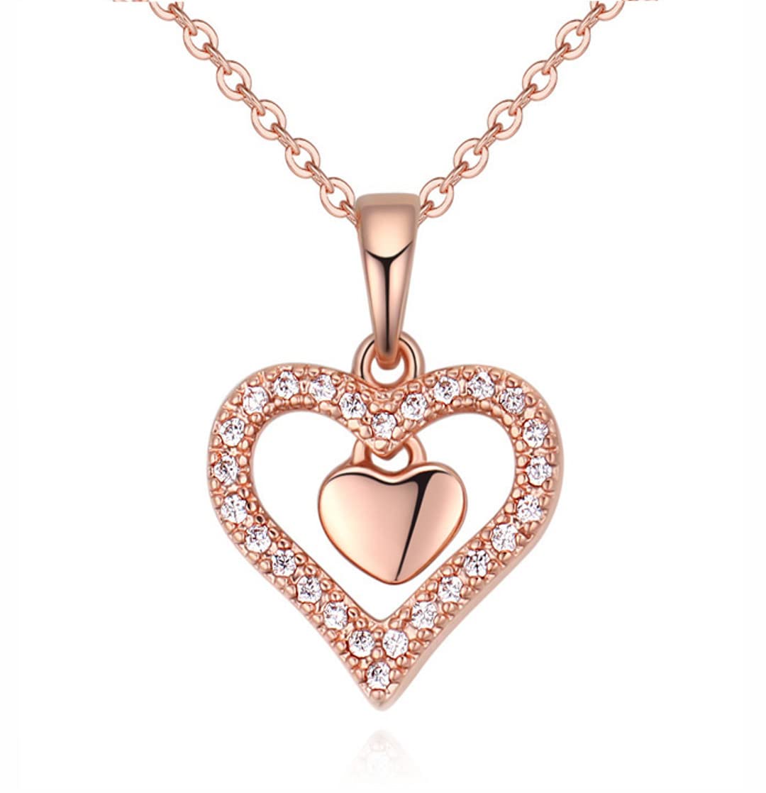 Quadiva G! Women's Necklace Heart decorated with sparkling crystals from Swarovski®