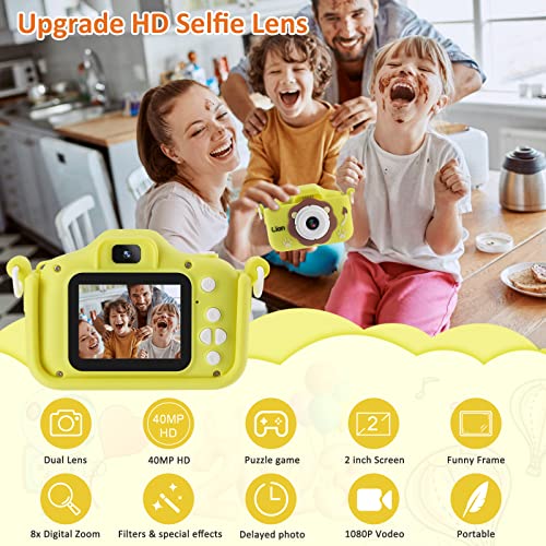 Nidoot Kids Camera, 2023 Upgrade Hd Selfie Kids Digital Camera, Birthday For Girls Boys Age 3-12, Toddler Camera, Camera For Kid With 32Gb Sd Card, Toys For 3 4 5 6 7 8 Girls Boys (Yellow) #TOP1