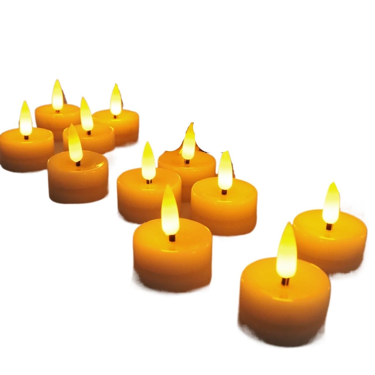Velas Led Efecto Llama 6/12 velas LED parpadeantes sin llama for decoración de fiestas cumpleaños y bodas(12-pcs,Warm Light)
