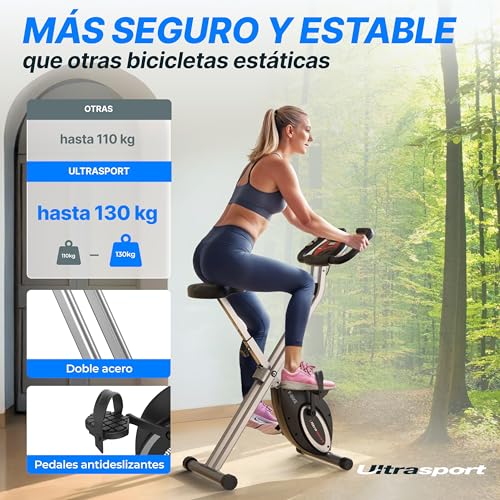 Ultrasport F-Bike Bicicleta Estática Plegable hasta 130 KG,...
