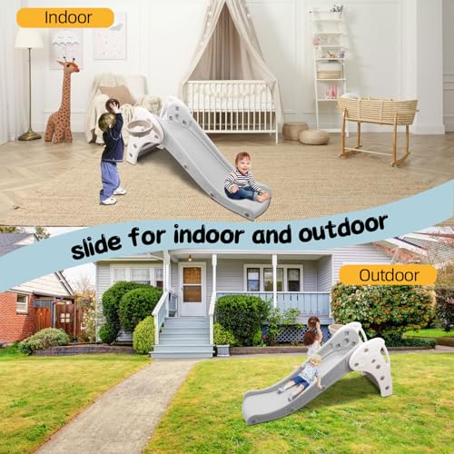 HLC Kinderrutsche mit Rutsche, 120 cm & Basketballkorb, Rutsche für den Innen- und Außenbereich, für Kinder von 1 – 3 Jahren