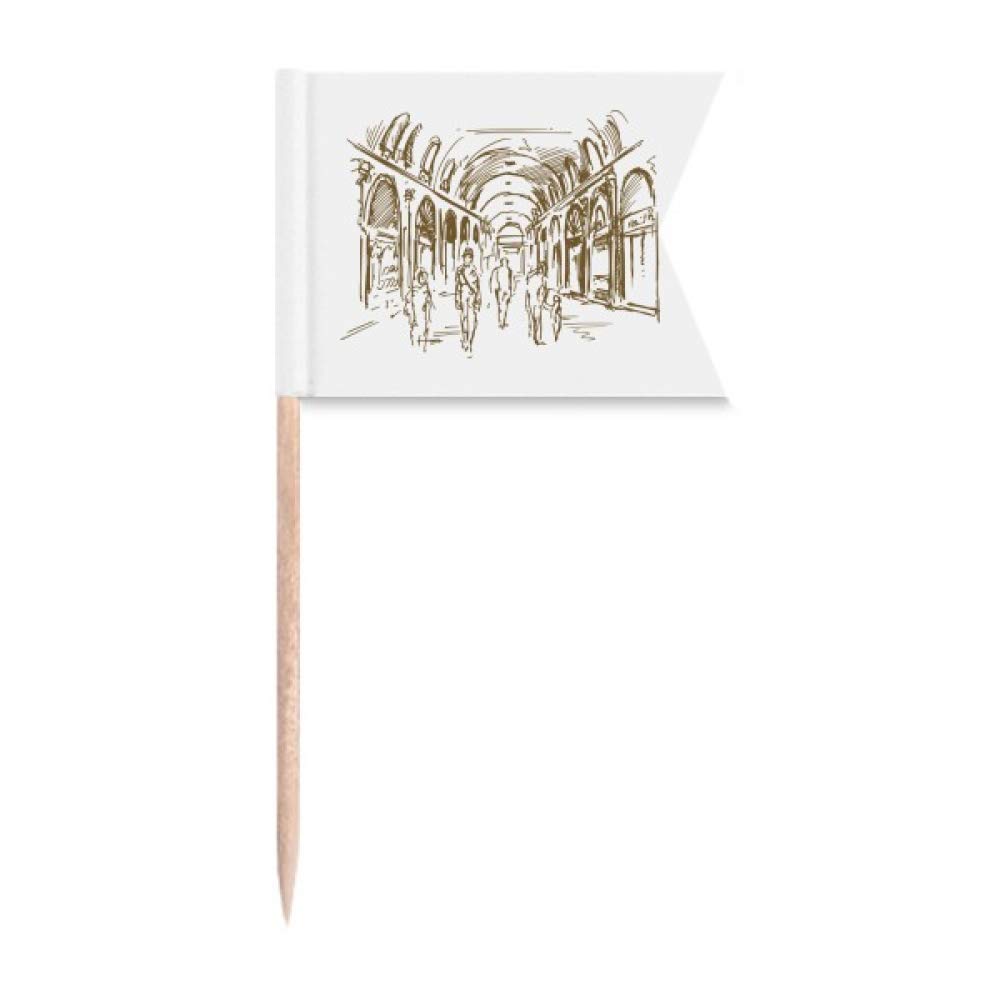 Plaque de fromage marquée pour buffet de fête avec illustration de croquis de paysage urbain