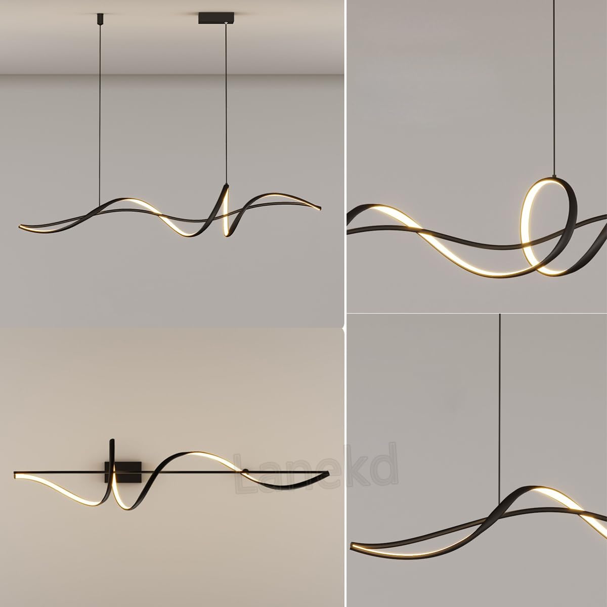 LED Lampada a sospensione Tavolo da pranzo Lampadario Dimmerabile Spiral Design Lampade Sala da pranzo Lampada da tavolo da pranzo con Telecomando Lampadari Sala da pranzo per Soggiorno Cucina Ufficio