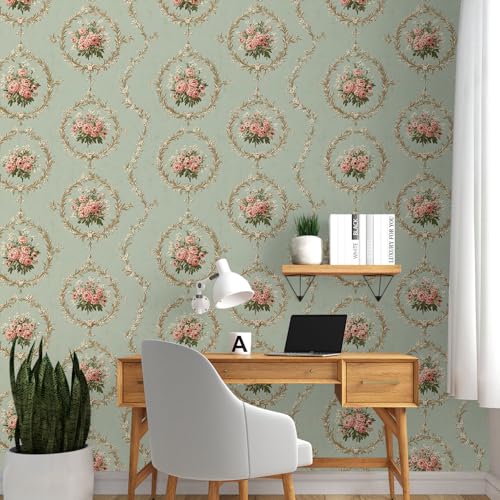 Image of PAPER PLANE DESIGN Vintage Floral Vinyl Self Adhesive Wallpaper Peel & Stick, Waterproof, Stain-Proof & Easy to Clean | 16 in X 90 in, Decor for Bedroom, Hallway, Living Room (C)