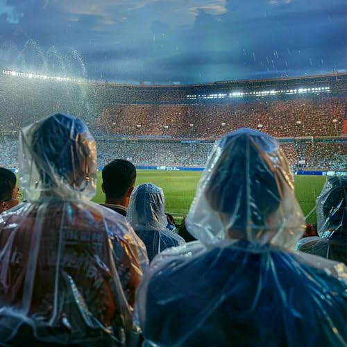 Opret 5 Stück Durchsichtig Regenponcho Damen Herren, Wasserdicht Regenschutz Regencape mit Tunnelzug Kapuze und Elastische Manschette, Leichtgewichts Regen Poncho Transparent Bunt