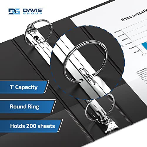 Image of Easyview Premium 3-Ring Binders with Clear-View Covers and Round Rings, Binders for School or Office, 1 Inch, Pack of 6, Black