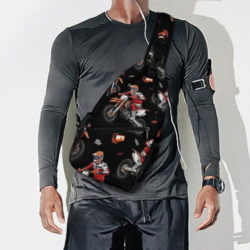 Fashion Chest Bag, Shoulder Bag, Dress Decor Sling Backpack, Casual Day Pack For Men And Women Motorcycle Dirt Bike 7