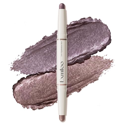 Exmiloo Fard à Paupières Stick Double-Embout, Waterproof, Anti-Transfert, Haute Pigmentation, Finition Pailletée, Ombre à Paupières Crème pour Maquillage...