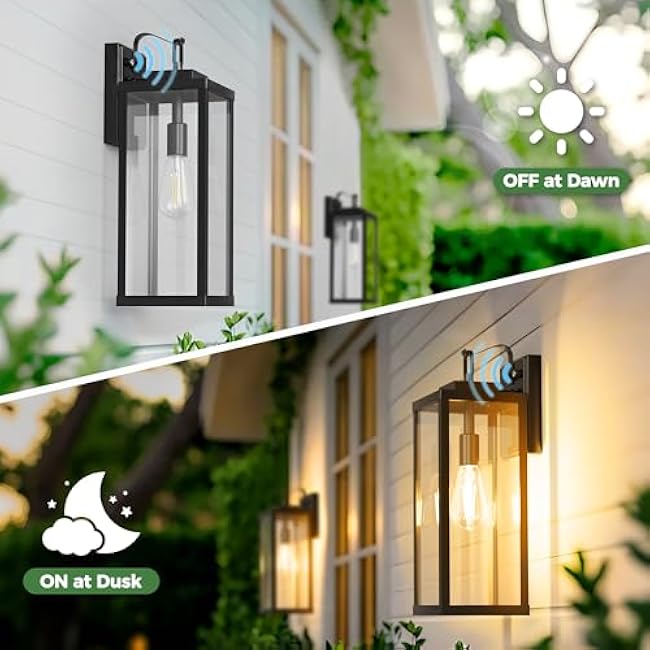 DORESshop Large Size Outdoor Wall Lights 16 Inch Matte Black Wall Mount