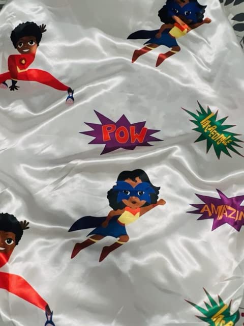 Image of Satin Crib Fitted Sheet for Baby Girls,Boys, Toddler Bed, daybed to retain Hair Moisture Size (Superheros, Standard Crib Sheet)