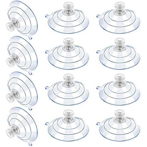 12 Ventosas Grandes de PVC Transparente con Tornillo Cover