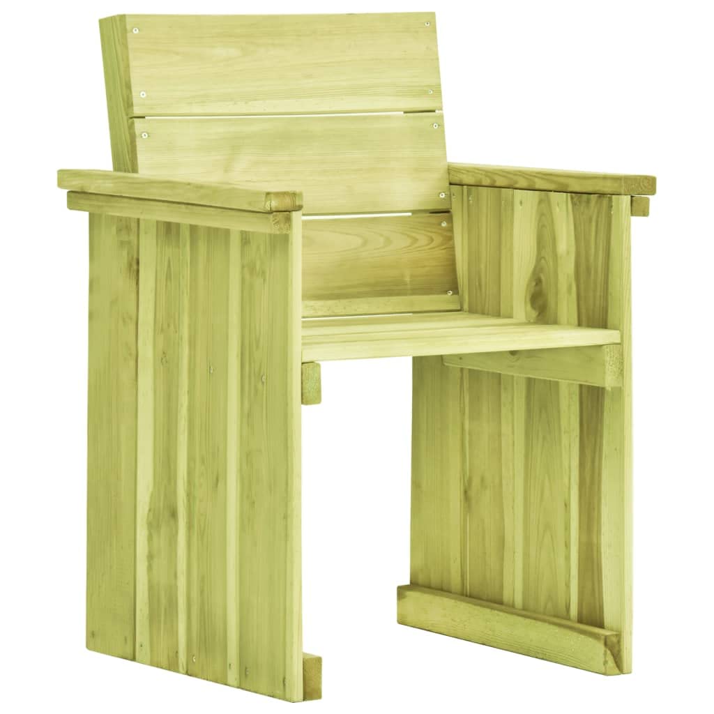 Sedia da giardino in legno di pino impregnato, 60 x 58 x 86 cm, stabile poltrona da giardino con schienale e braccioli, pratica seduta per terrazza, balcone, giardino e uso esterno