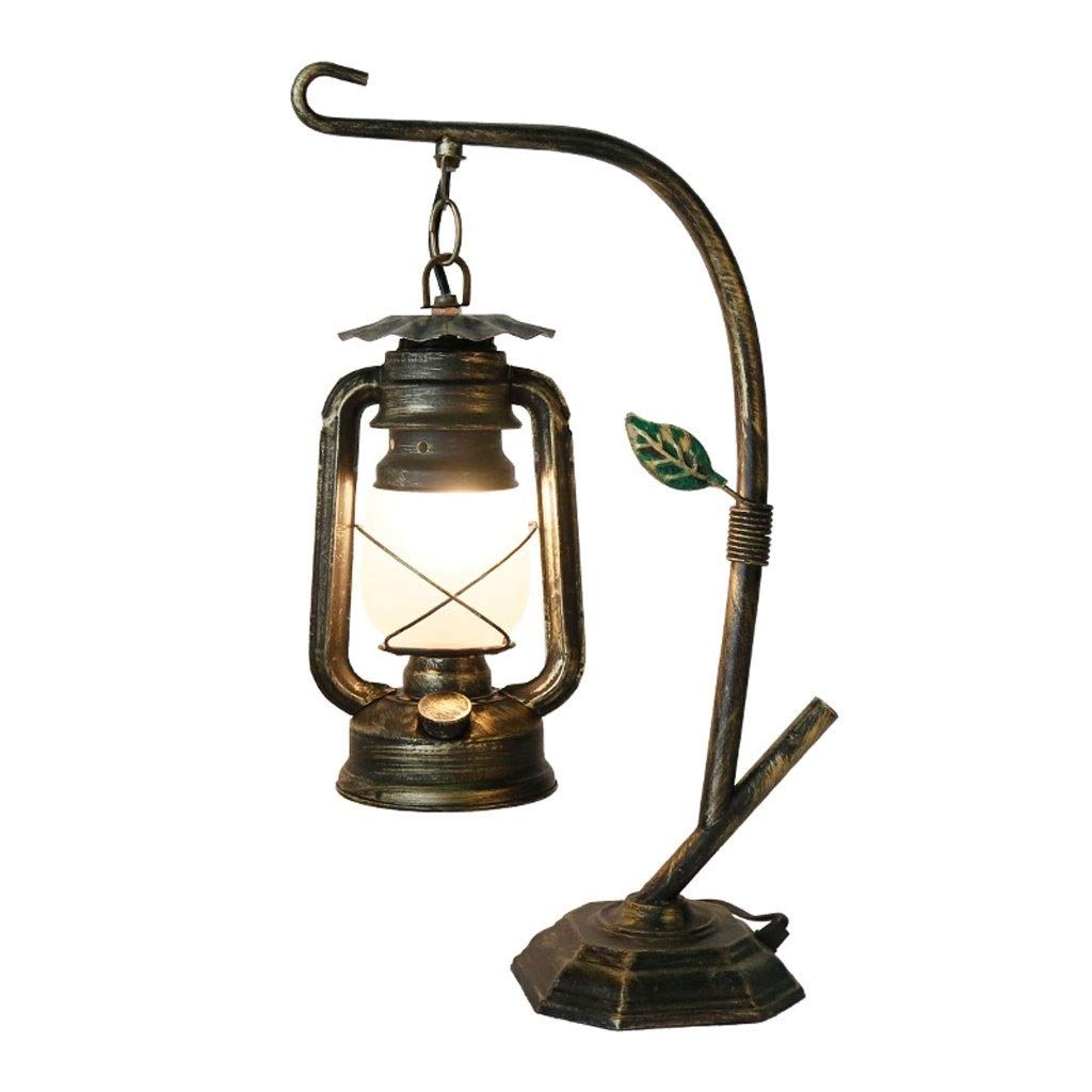 Table Lamps/Desk Lamps for Home Office Vintage-Look Novelty Desk Lamp Rustic Lantern Table Lamp Living Room Bedroom Table Lamps Iron Table Lamp（Bronze） Desktop/Computer Study Lamps