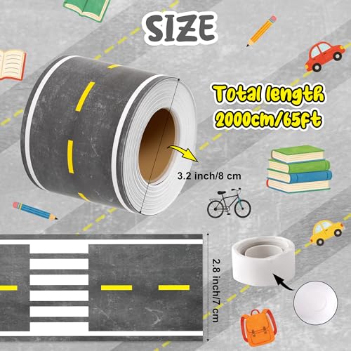 Image of BeYumi Roadway Crosswalk Border Trim - 65ft Back to School Crosswalk Road Straight Rolled Border Trim Crossing with White Stripes Bulletin Board School Classroom Office Chalkboard Party Holiday Decor