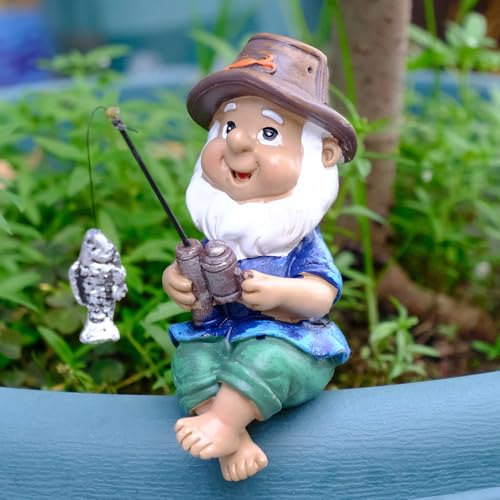 Voarge Gartenzwerg Angeln Figur, Outdoor-Skulptur, Wasserdicht,...