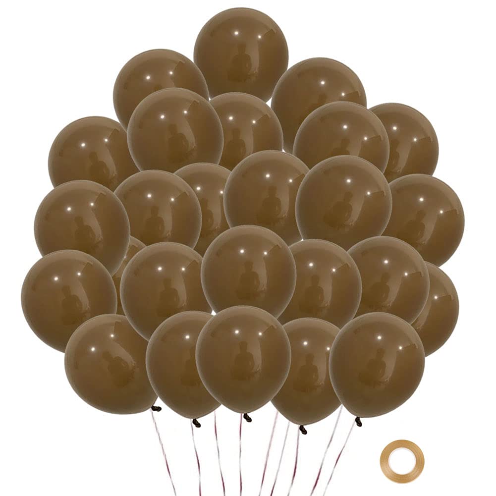 MEMOVAN 50pcs Brown Balloons 12inch, Tan Brown Balloons Pastel Retro Cocoa Coffee Balloon Mocha Balloon Khaki Balloon for Jungle Safari Neutral Rustic Theme Birthday Baby Shower Wedding Party Supplies