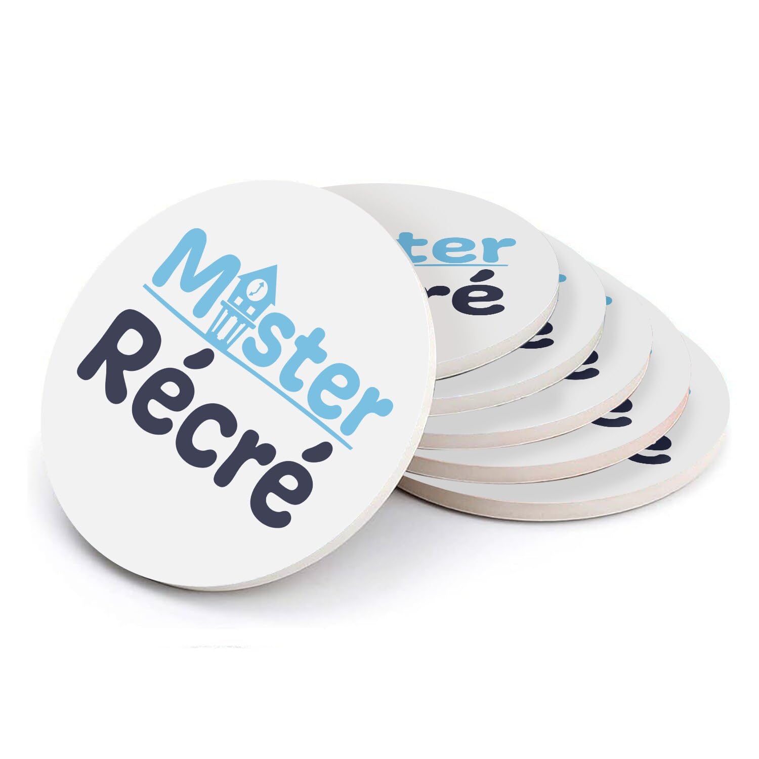 Sous verre ronds en céramique Mister Récré pour enfant - Lot de 6
