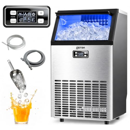 OSTBA Commercial Ice Maker 100Lb/24H 33Lbs Storage 45 Cubes in 10 Min